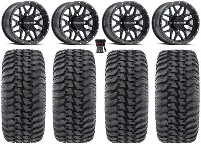 Raceline Krank 14'' Black Wheels 28'' Regulator Tires Sportsman 550 850 1000