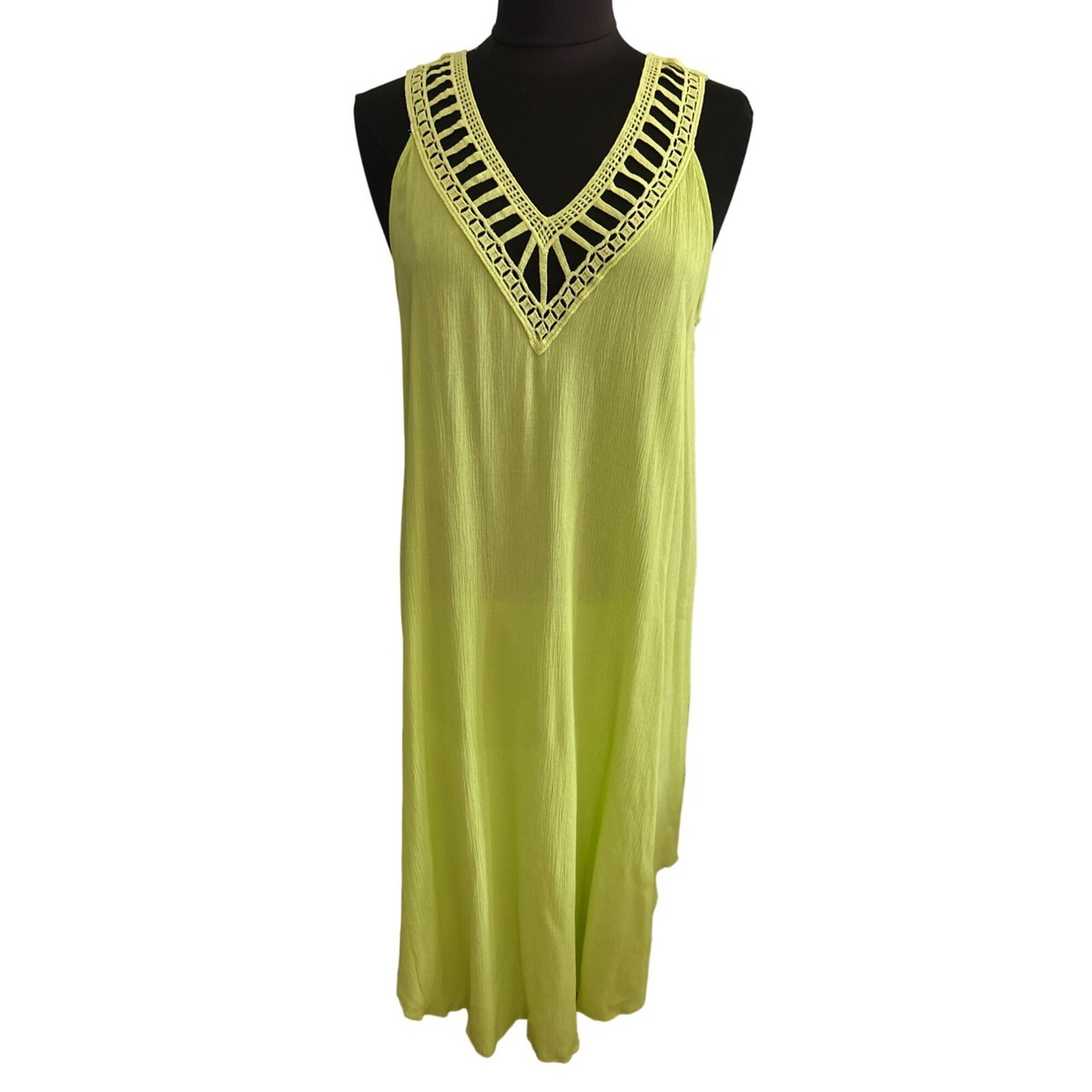 Cute Options Neon Green Sleeveless Beach Coverup With Crochet