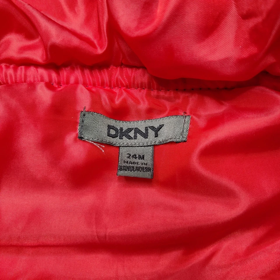 DKNY Baby Toddler 24m Hooded Puffer Vest Red & Blue - Image 4 of 4