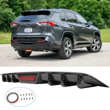 For Toyota RAV4 RAV 4 Carbon Fiber Rear Bumper Diffuser Lip + LED Brake Light