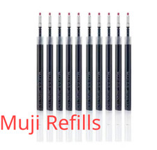 10Pcs Muji Gel Ink Ballpoint Press Pen Refills Black/Blue/Red 0.5mm Pen Refills