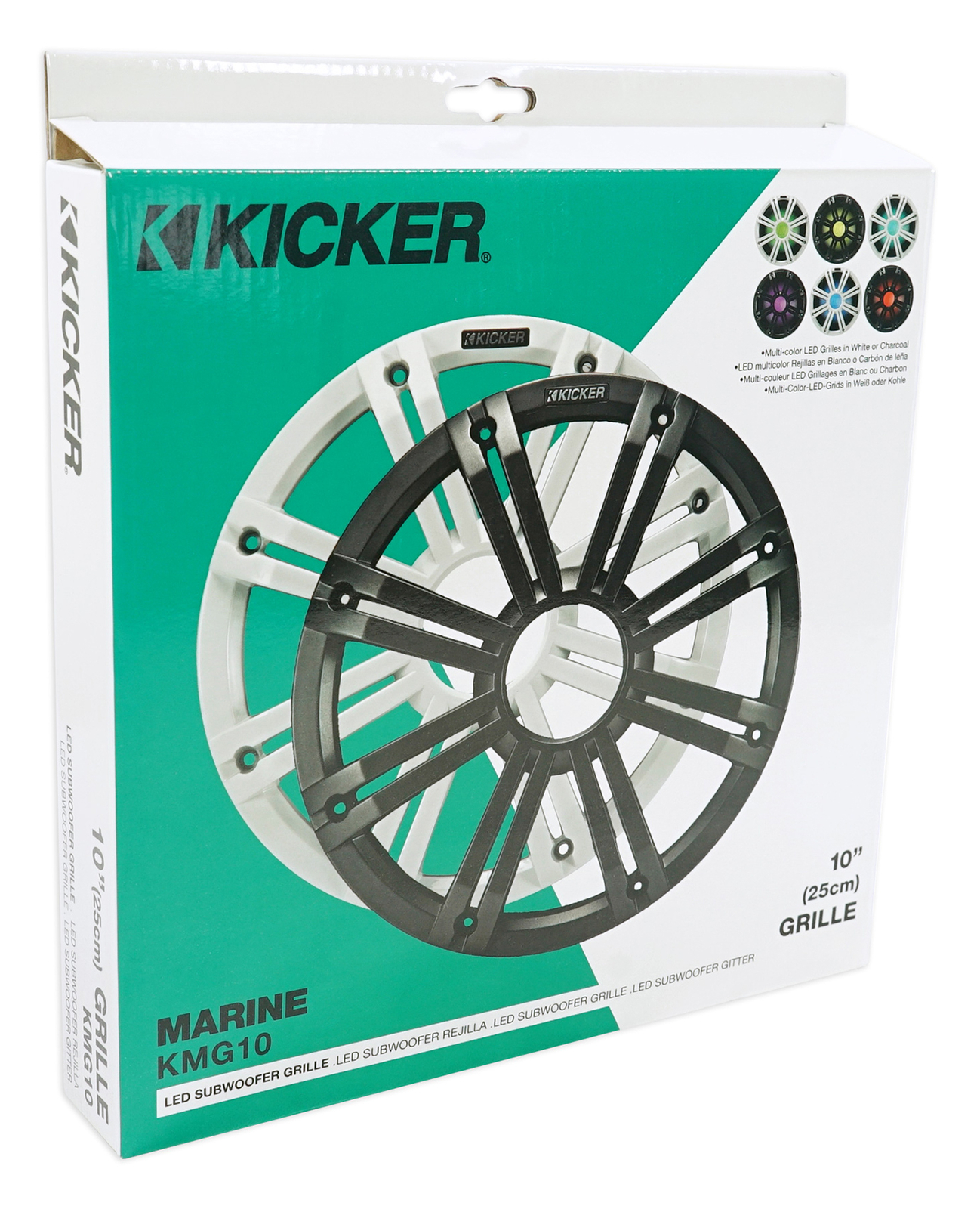 KICKER 45KMF104 10 Морской сабвуфер с воздушным охлаждением Sub KMF10 Угольная решетка радиатора со светодиодами