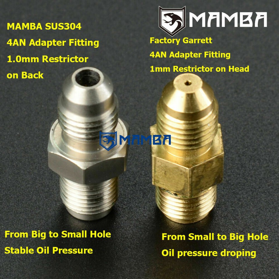 MAMBATEK SUS304 4AN Turbo Oil Feed Adapter Fitting – For Garrett GT3582R GTX3582R