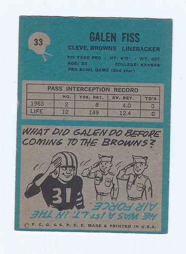 1964 Philadelphia Football - SET BREAK HIGH GRADE SINGLES EX+++  Pick From List - Picture 55 of 343