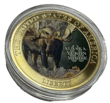 ALASKA-YUKON MOOSE BIG GAME SUPER 29 AMERIAN MINT UNITED STATES OF AMERICA COIN