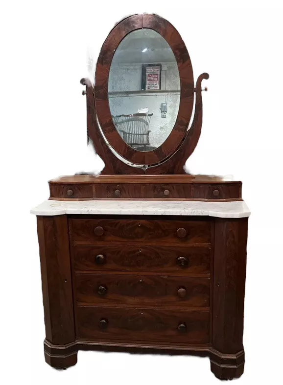 Cajonera antigua clásica gótica imperio mármol 1830 caoba Foto 3 de 4