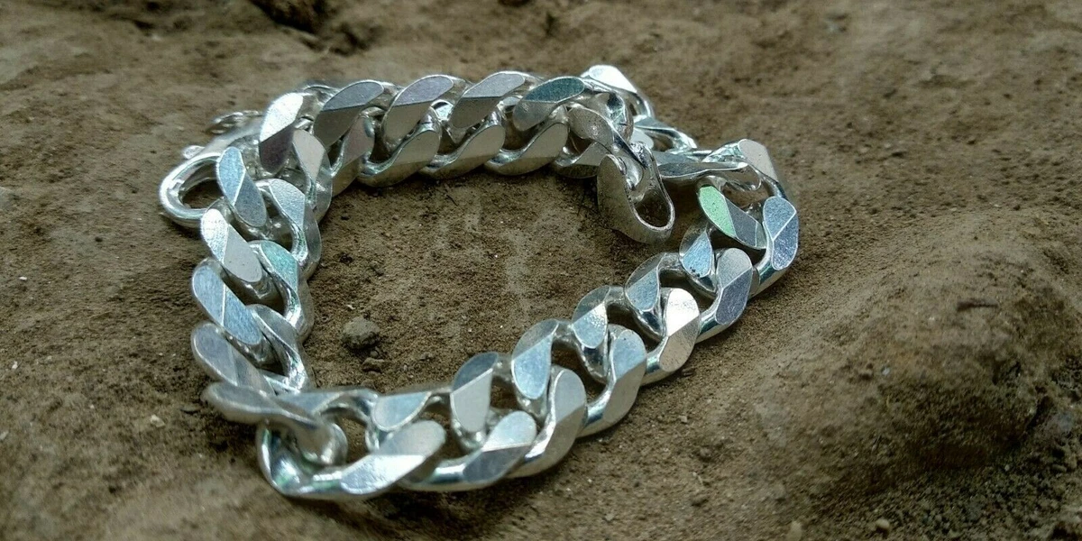 Real 925 Sterling Silver CUBAN CURB 13.5 mm WIDE 10 Inch Heavy Bracelet 92 Gram