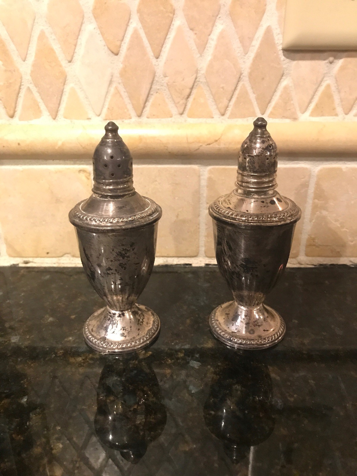 Vintage Crosby Sterling Weighted salt and pepper shakers eBay