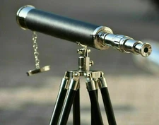 18"  Wooden Tripod US Navy Marine Space Binocular Silver & Black Telescope Stand