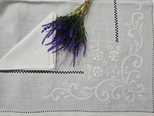 Tischdecke Gro&szlig;e Gr&ouml;&szlig;e handbestickt Leinenmischung 12-Sitzer 175x315 cm