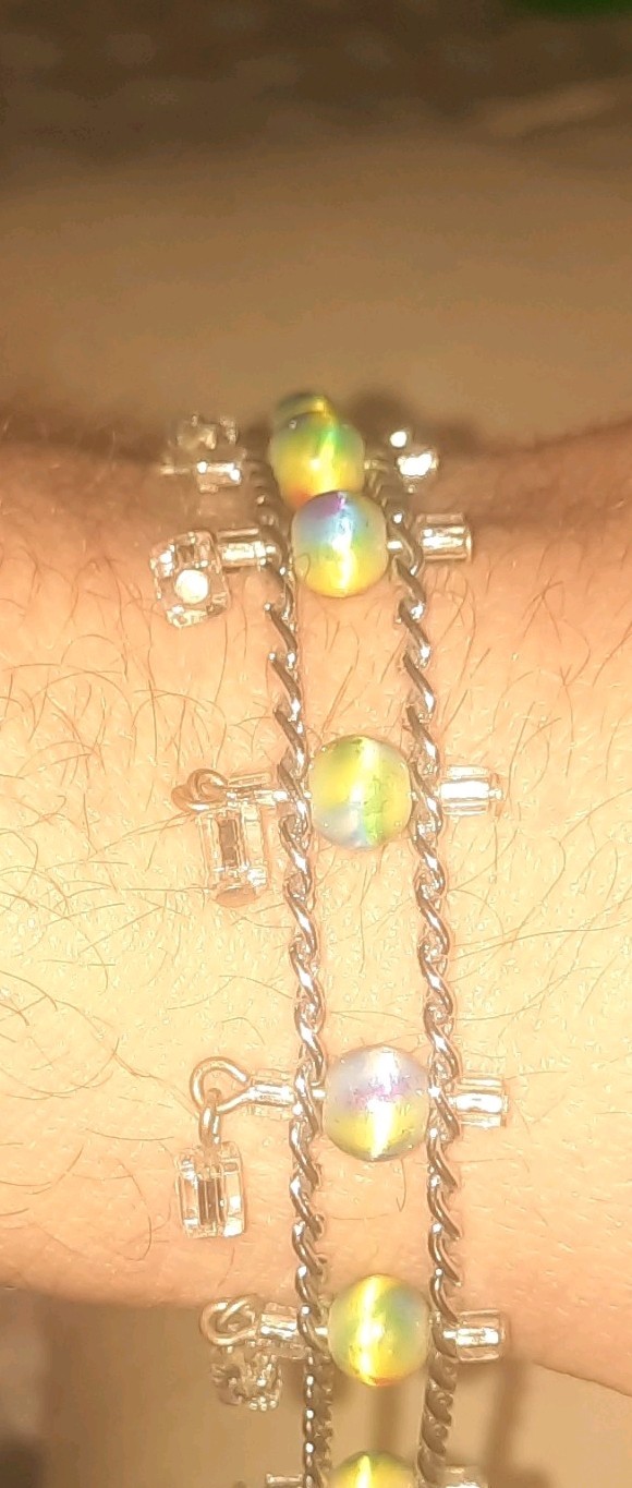 Silver Multicolor Adjustable Charm Bracelet Beade… - image 4