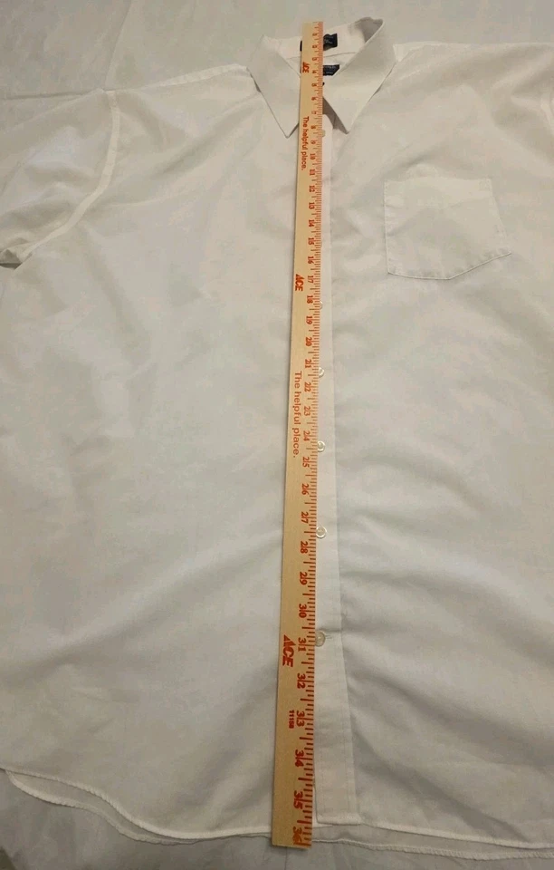 Stafford Essential Mens Short Sleeve Shirt Size 20- Big Solid White Machine Wash - Image 3 of 4