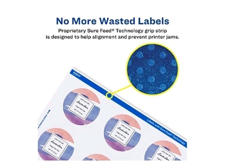 Avery Sure Feed Waterproof Round Labels, 2.5" Diameter, 900 Total 