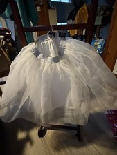 white fluffy tulle tutu skirt featuring distinct silver glitter  Metallic Waist