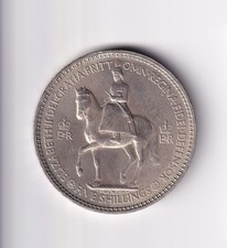 UK: 1953 CROWN FIVE 5 SHILLINGS CORONATION OF QUEEN ELIZABETH II COIN #2895