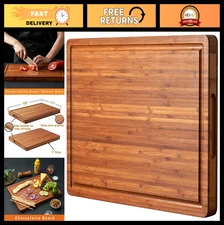 "Thick Bamboo Cutting Board 16x11" - Butcher Block, Cheese & Charcuterie Board w