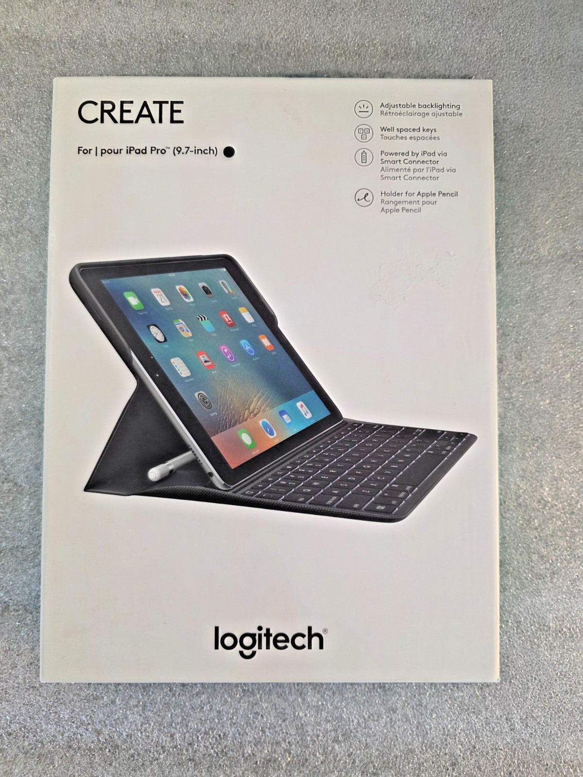 Logitech 9785512228 Create Backlit Keyboard Case for ipad pro 9.7 in - Black