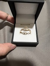 10K Gold Irish Claddagh Ring with Diamond Stamped Tested