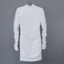Fashion Nova Ruched Midi Dress white Small Mock Neck Elegant Cocktail Party