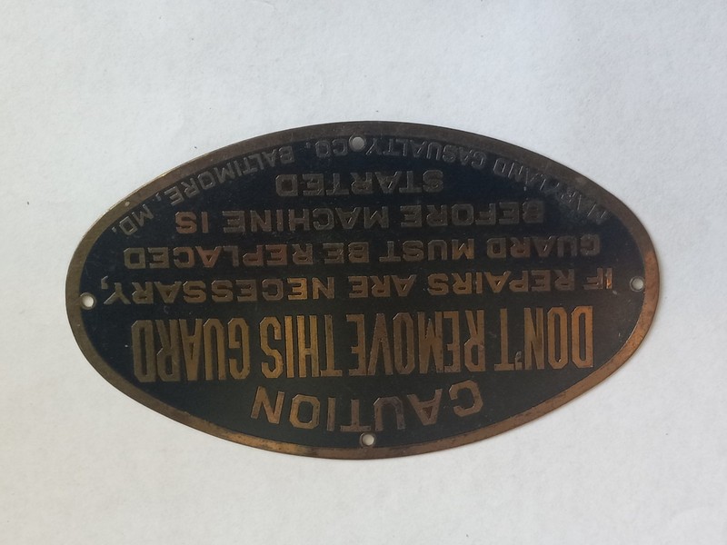 Brass Sign Plate The Baltimore Casualty Co Baltimore Md  Caution Do Not Remove