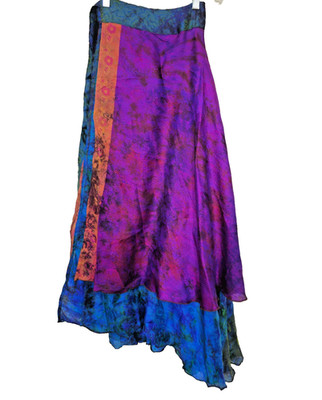 NirviLush 100% Silk Tie Dye Magic Wrap 2 Layer unique Handmade Boho Hippie Skirt