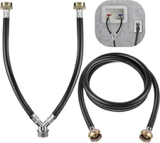 Package: 1 Unit Y Mixer Hose + 1 Unit 5-FT Washing Machine Hose, Universal Size