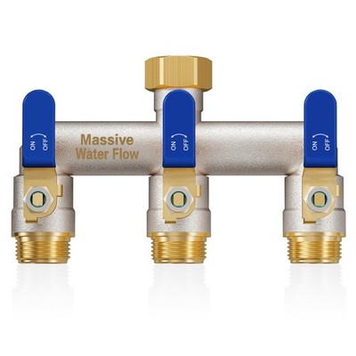 3-Way Heavy Duty Hose Splitter Adapter, Brass T Connector for Garden Use
