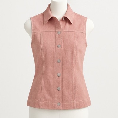 Akris Punto Tailored Pink Collared Vest Minimalist Luxury Casual Size 6