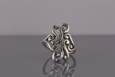 Sterling Silver 25mm Swirly Scrolled Solid Band Ring 925 Sz: 8