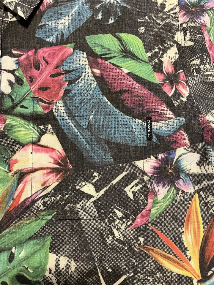 O'Neill 男孩 XL 标准合身五颜六色花卉阿罗哈冲浪海滩休闲 — 第 3/4 张图片