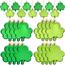 24 PCS St. Patrick's Day Shamrock Ornaments 2 Inch Good Luck Clover Green