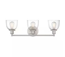 HDC Evelyn 26.75 in. 3-Light Brushed Nickel Vanity Light with Clear Glass Shades