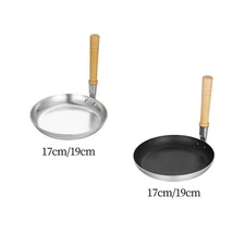Standing Frying Pan Wooden Handle Cookware Tableware Japanese Accs for Steak