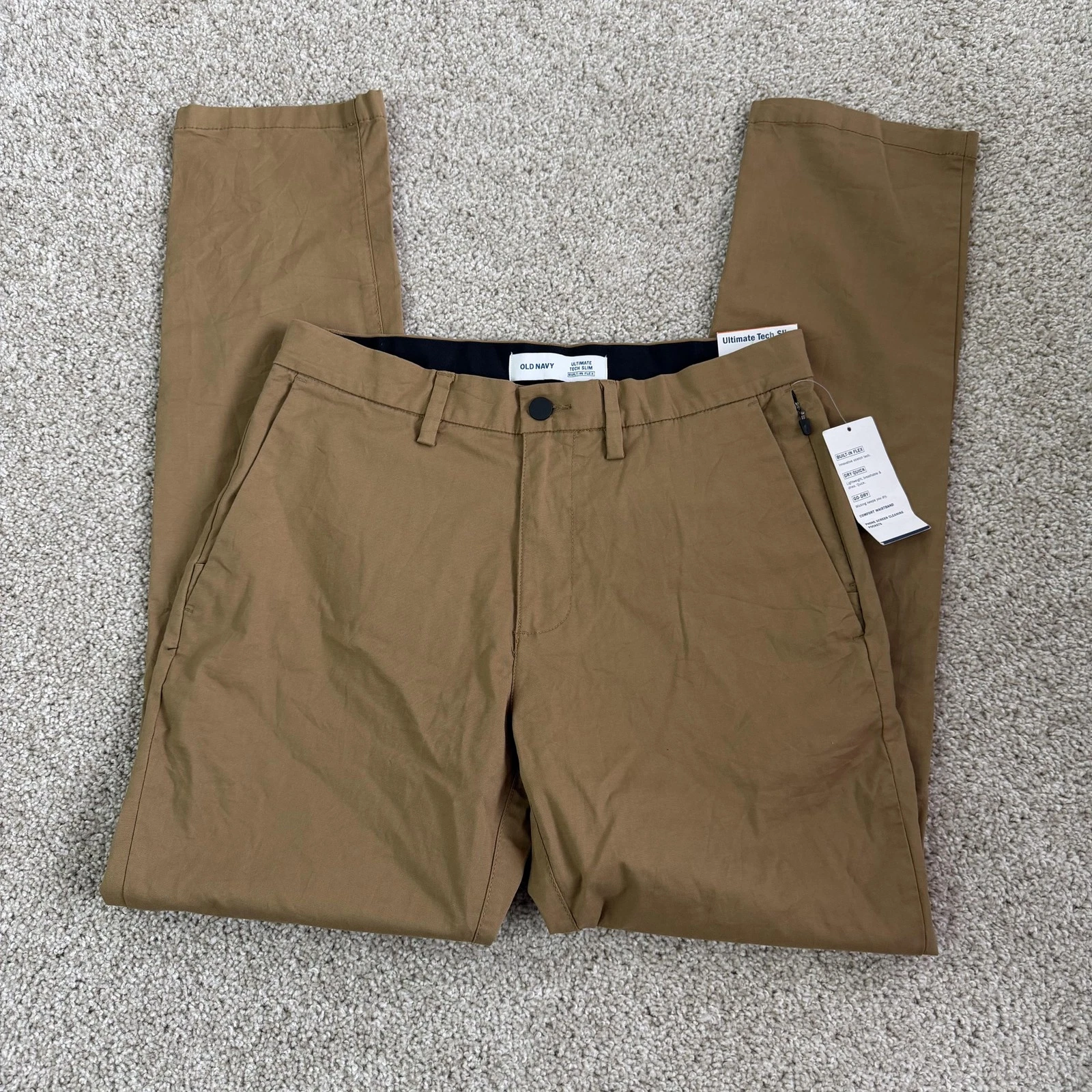 Old Navy Pants Mens 30x32 Brown Ultimate Tech Slim Chino Stretch Quick Dry