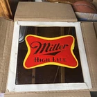 Vintage Miller High Life Mirror Glass Beer Bar Sign Carnival/Fair Style No Frame