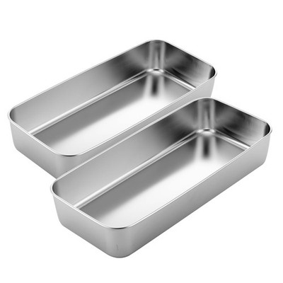 Set of 2 Large Stainless Steel Bread Loaf Pan 13'' x 5'' Rectangle Nonstick Bak...