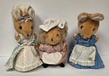 Beatrix Potter Plush Lady Mouse, Mrs Tiggy-Winkle Hedgehog, Hunca Munca Mouse