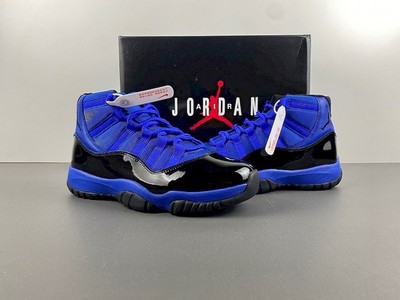 Air Jordan 11 Retro Royal Blue Mesh Upper Gloss Black Patent Toe Men's High Top 