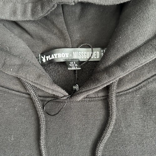 Playboy Missguided Sweatshirt Women 2XL - SZ 4 Black Pink Oversized Hoodie - Picture 5 of 14