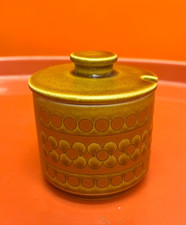 VINTAGE HORNSEA BROWN SAFFRON SUGAR POT 7cm 1970s