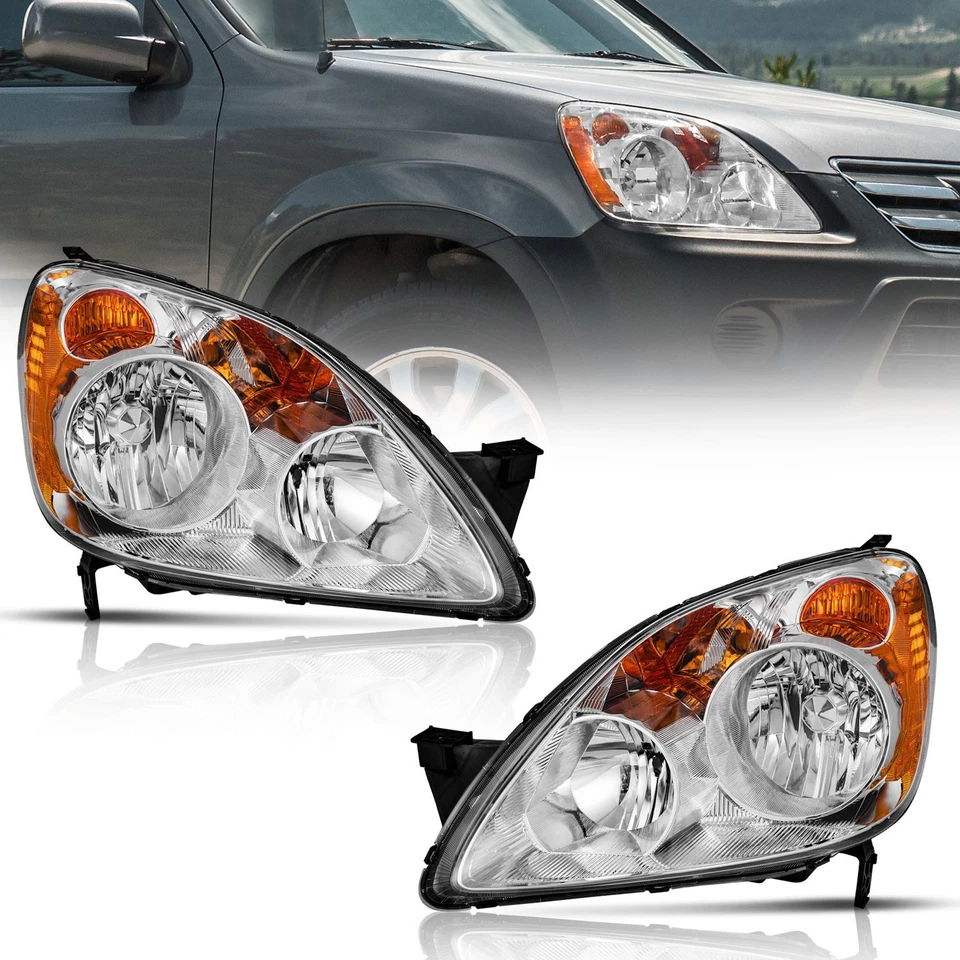 Pair Headlights For 2005-2006 Honda CR-V CRV Sport Utility 4-Door, w/o Bulbs Foto 3 de 4