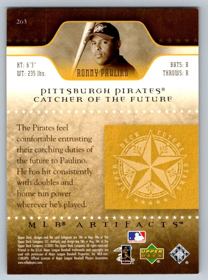 2005 Upper Deck Artifacts  Ronny Paulino 263 562/799 - Image 2 of 2