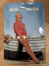 Blechschild gewölbt-SKIN needs Nivea -  - geprägt   ca. 30 x 20 cm  