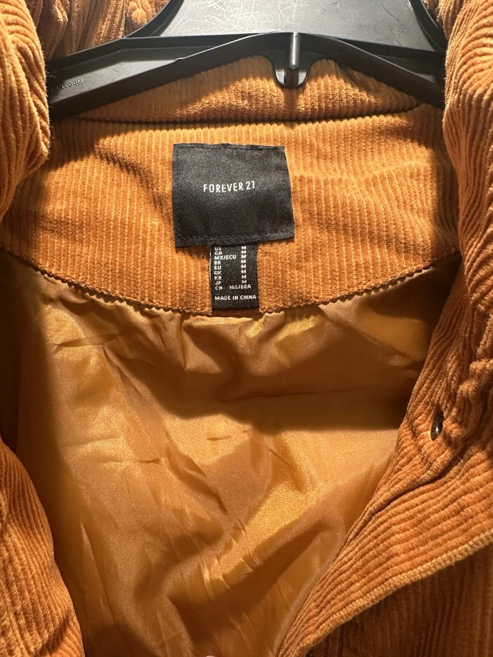 Chaqueta acolchada de pana Forever 21 para mujer naranja mediana Foto 3 de 3