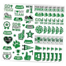 Spirit Temporary Tattoos - 170 Team Spirit Tattoo Decorations, Green Team