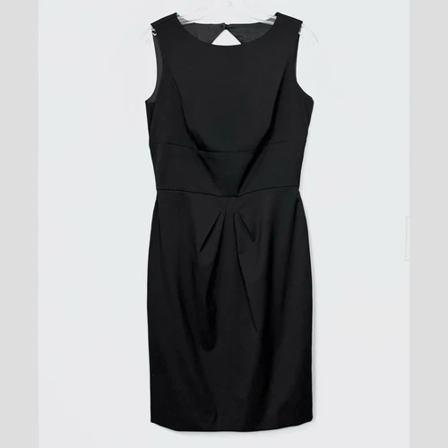 Brooks Brothers Loro Piana Shift Dress Black Wool Ruched Lined Sleeveless Size 6