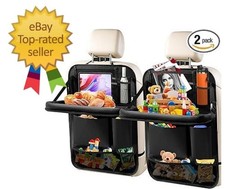 2Pack Car Backseat Organizer with Foldable Table Tray,6 Storage Pockets Car S...