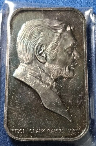 A 1973 Clark Gable Lincoln Mint 1oz 999 FINE Silver art bar