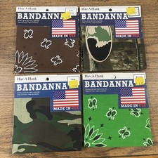 Set of 4 Hav-A-Hank Bandanna 22"X22" Mossy Oak Green Camo Brown NEW MADE IN USA1