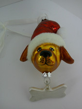 3D Dachshund Hound Dog Christmas Blown Glass Holiday Ornament Personalize Bone